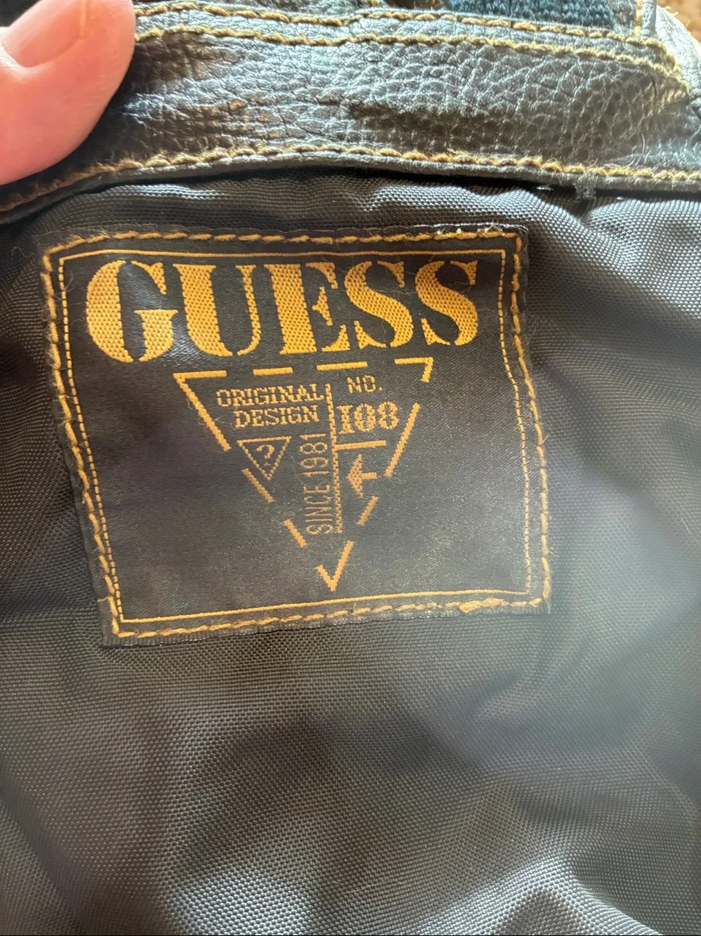 GUESS LOVERS VINTAGE Black Drawstring Flap Backpack with Front Zip Pocket